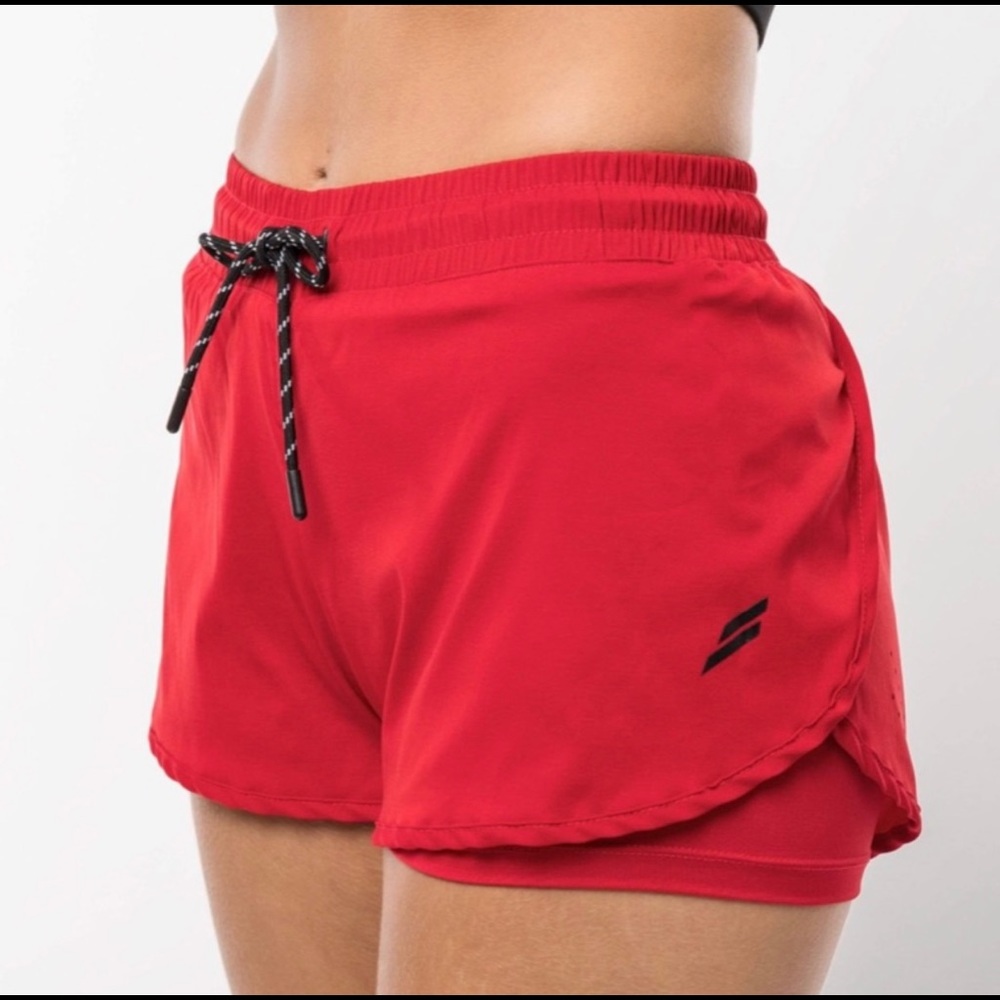 DoYouEven athletics red running shorts